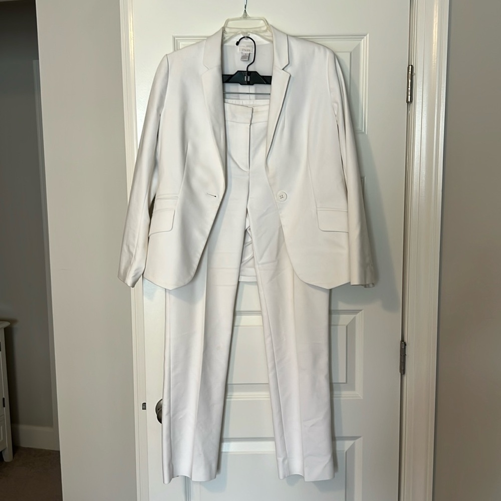White two piece pant suit